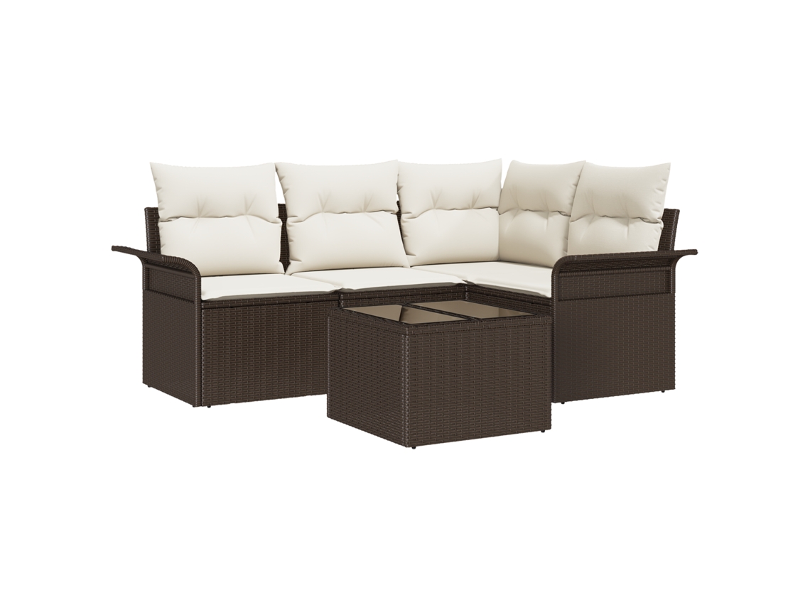 Conjunto 5 Móveis De Jardim Vidaxl Castanho Vime Pe (187,5 X 132,5 X 69 Cm)
