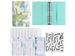 A6 Macaron Pu Leather Budget Planner, Loose Leaf Cash Tracker, Banana Leaf Style With 12-budget Cards, 8-zipper Bags