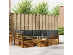Vidaxl Conjunto De Sofás Para Exterior 7 Unid. Natural E Antracite