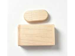 Pen drive USB na cor Madeira, personalizado com impressão de logotipo, grande capacidade de 64 GB.