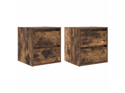 Mesas de Cabeceira de Parede 2 Pcs em Carvalho Fumado MAISON EXCLUSIVE (38x34x40 cm)