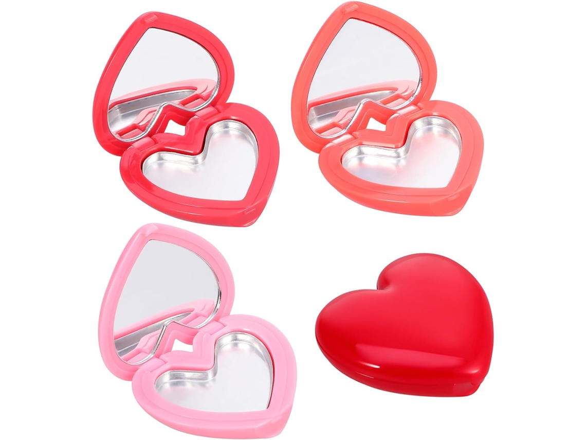 Estojo Compacto De Plástico Em Formato De Coração Para Blush, Ideal