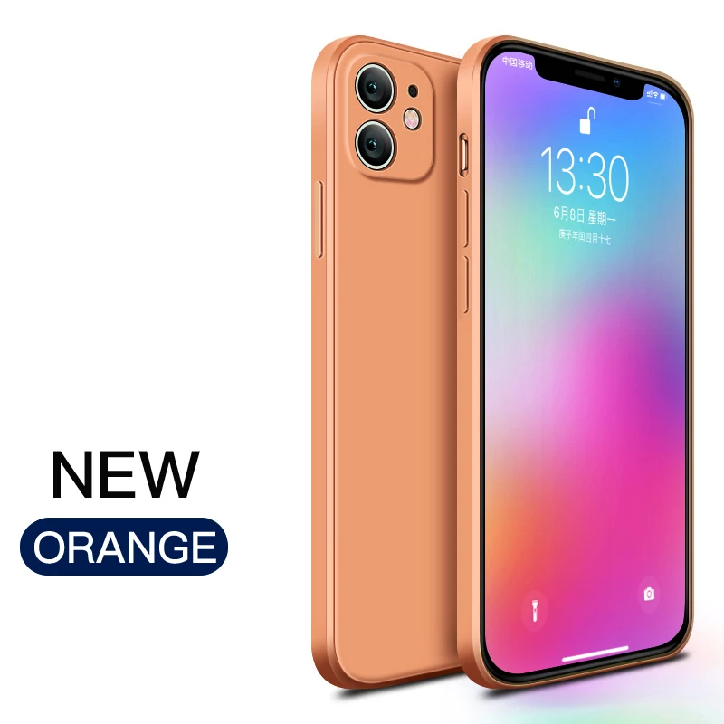 Capa Quadrada De Silicone Líquido Macio (orange 11 Pro 5.8 Polegadas)