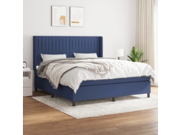 Vidaxl Cama Com Molas/colchão 160x200 Cm Tecido Azul