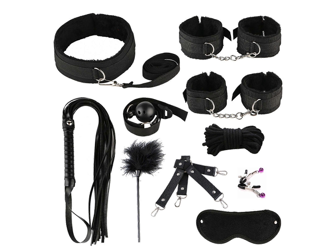 Conjunto De Brinquedos Para Estimulação Sexual Para Casais, Incluindo Algemas, Tapa-olho, Dedeira E Vibrador.