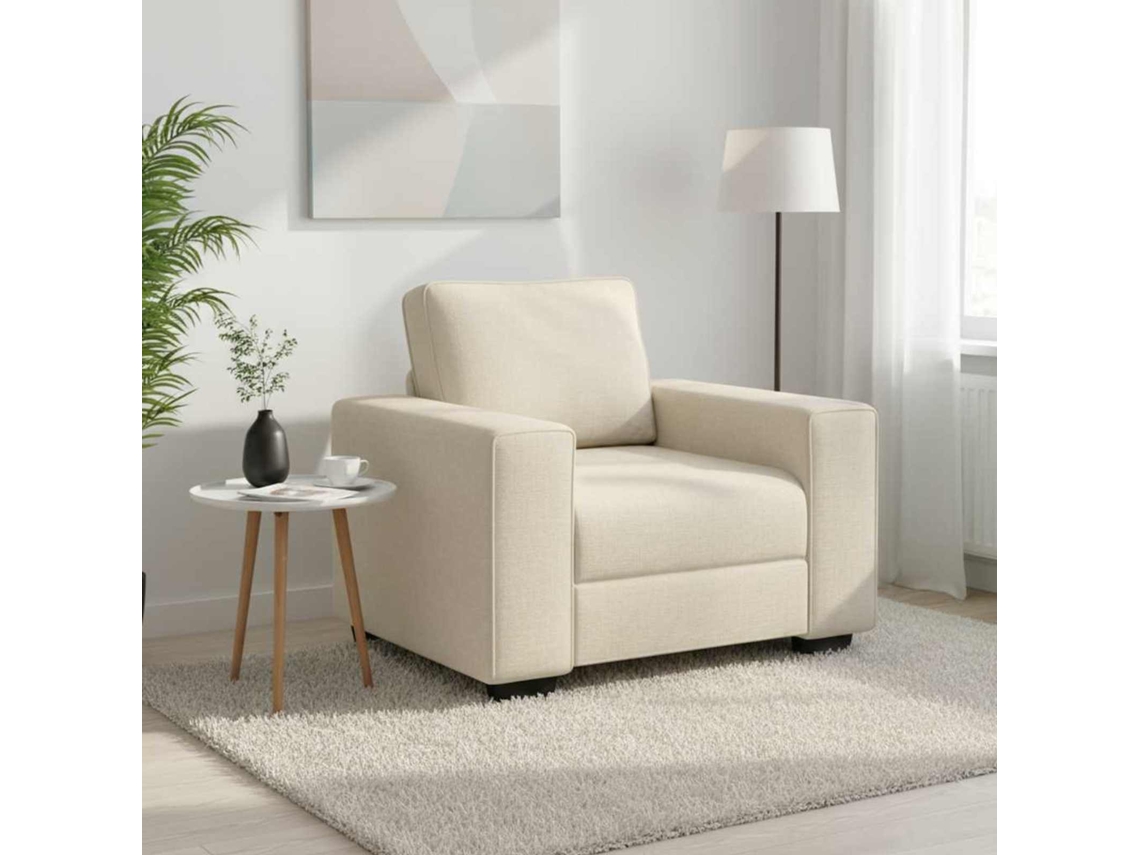 Vidaxl Cadeira Sofa Bege 100 Cm Tecido De Mistura De Linho