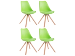 Conjunto de 4 cadeiras Toulouse em imitação de pele Square verde/natura CLP