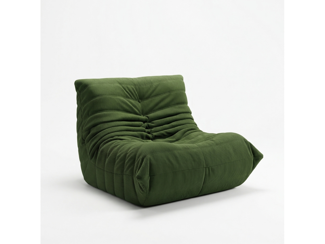 Cadeira Individual - Puff Com Encosto - Cadeira Preguiçosa - Sem Necessidade de Montagem, Ergonômica - 80x100x72 Cm - Têxtil Bombazine, Verde