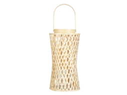 Lanterna Para Velas De Estilo Boho Beliani Mactan De Bambu Natural 26x14x38