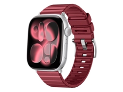 Bracelete para Apple Watch 46/49/45/44mm Borracha Fluorocarbonada com Textura de Escada e Cor Sólida Vermelha XIAOMOYU