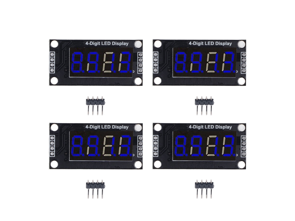 4 Conjuntos Módulo Display Tubo Digital Led 4 Dígitos 7 Segmentos 0.36 Polegadas Tm1637 Azul S/MARCA