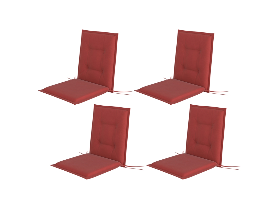 Conjunto 4 Almofadas Cadeira 108x50x5cm Vinho Outdoor Indoor