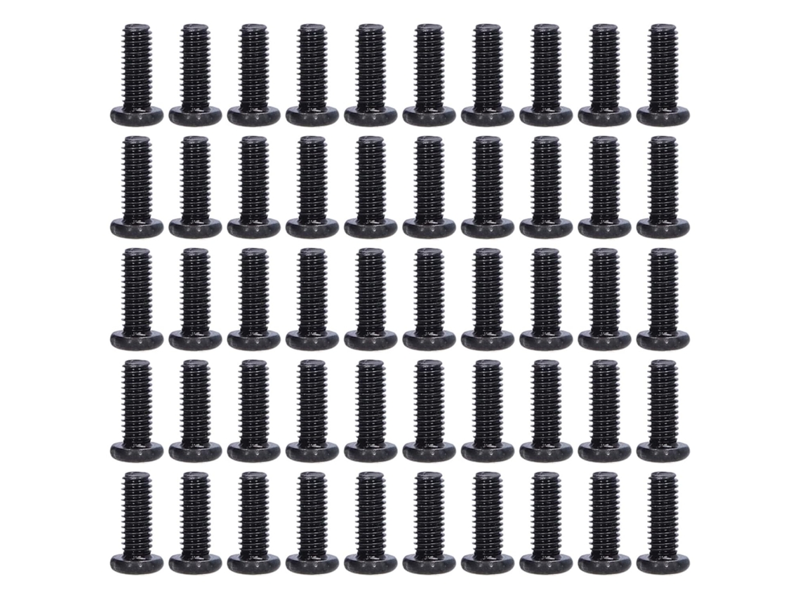 Conjunto De 50 Parafusos Máquina Com Cabeça Panela Em Aço Din 7985, Totalmente Roscados, Com Acabamento Em Zinco Preto