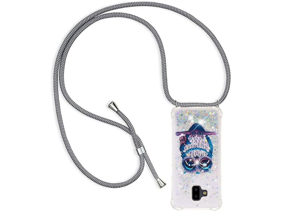 Correia Colar Brilho Alça para Samsung Galaxy J6 Plus HONGWE. Silicone