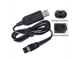 Cabo de Carregamento Usb para Barbeador Pitbull Skull, Preto.