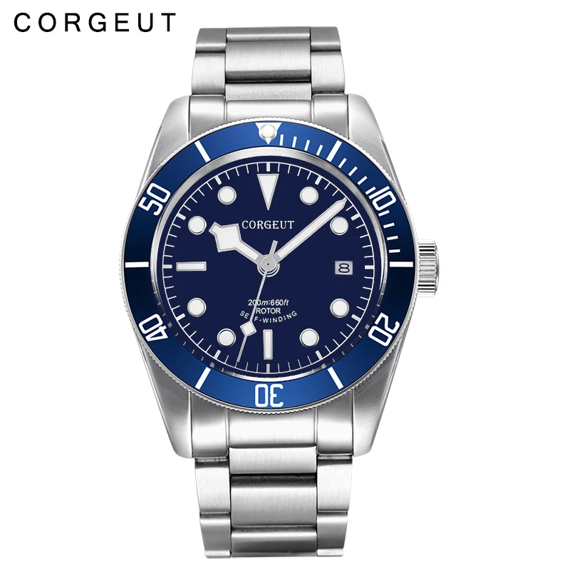 Relógio Masculino Automático Mecânico De Negócios (azul) 41 Mm, À Prova D'água Para Mergulho Com Acabamento Luminoso.