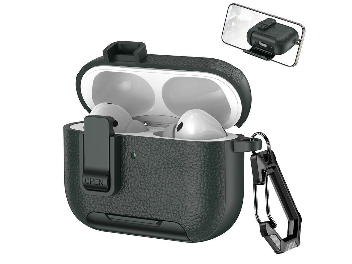 Capa Para Fones De Ouvido Sem Fio Airpods Pro 3 Com Textura De Couro, Com Gancho E Suporte.