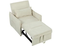 Sofá-cama 3 Em 1 Poltrona Conversível Com Função De Cama, Cor Creme, Para Sala De Estar, Com Almofada Lombar