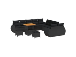 Conjunto 13 Sofá De Jardim Vidaxl Preto Vime Pe (80 X 80 X 71 Cm)