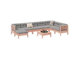 Vidaxl 9 Pcs Conj. Sofás Jardim C/ Almofadões Madeira Abeto de douglas
