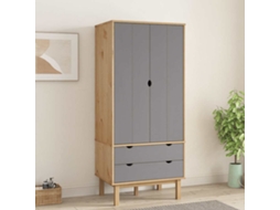 Vidaxl Roupeiro Otta 76,5x53x172 Cm Pinho Maciço Castanho/cinza