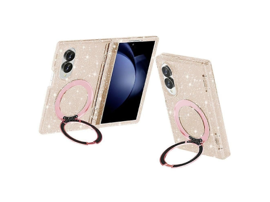 Capa Para Celular Compatível Com Samsung Galaxy Z Fold8, Com Suporte Magnético E Glitter Em Pó, Feita De Pc + Tpu.