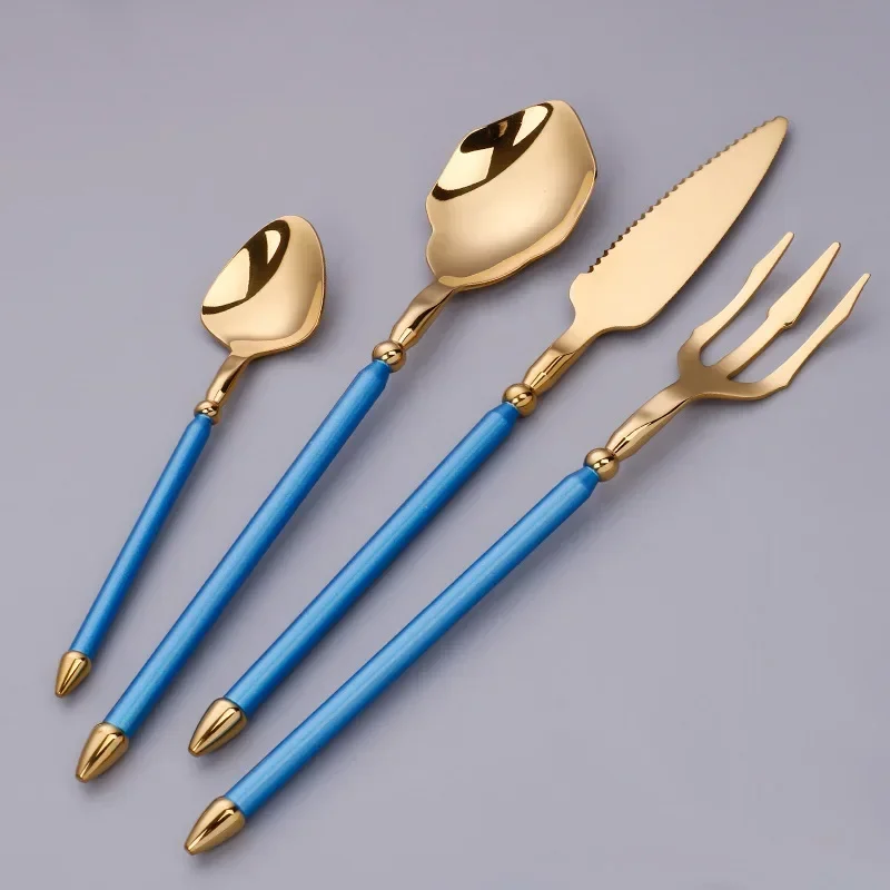 Conjunto de Louça de Alta Qualidade, Aço Inoxidável 304, Estilo Ocidental, Decoração para Casa. MDUG (azul)