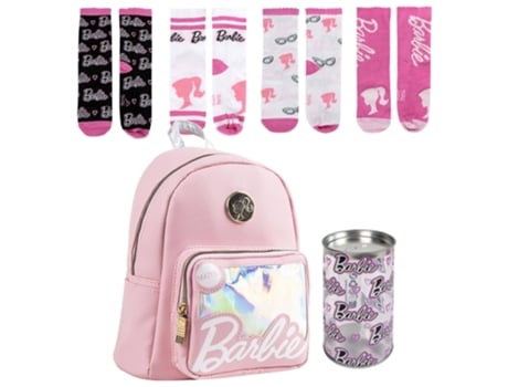 Mochila Casual Infantil Rosa Pacote De 4 Meias Barbie Tamanho 35 38 Licencias Infantiles
