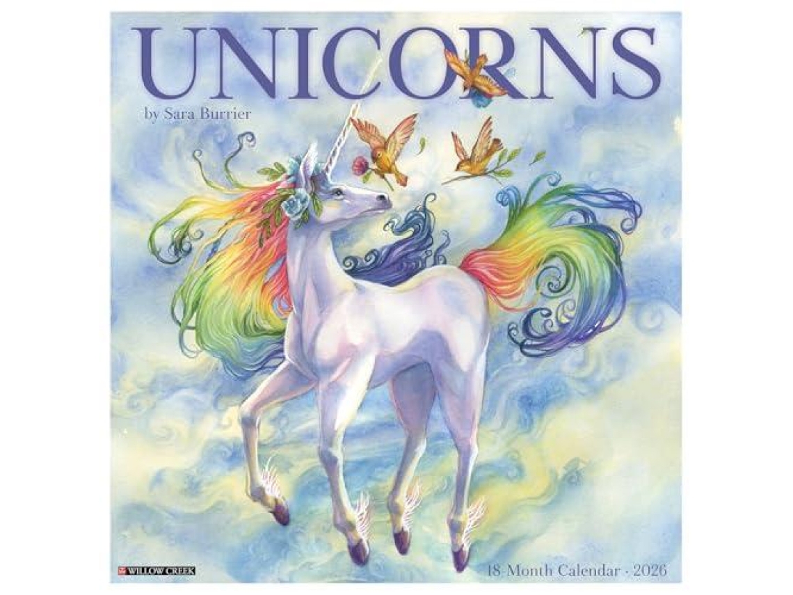 Livro Unicorns by Sara Burrier 2026 Wall Calendar de Wlcp Books (Inglês)