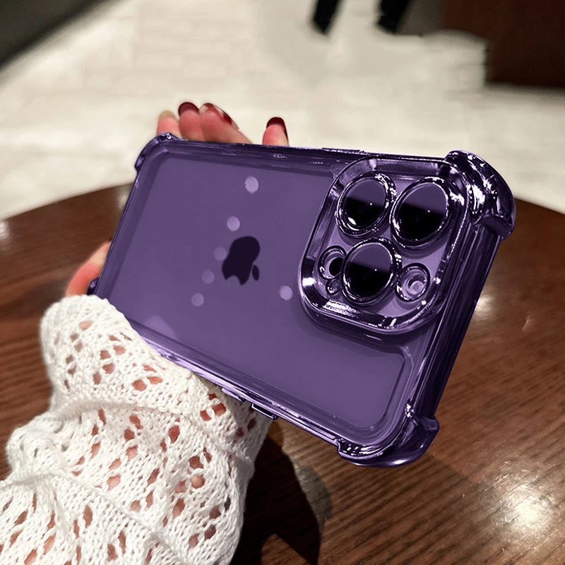 Capa Transparente Eletroplaqueada À Prova De Choque Para Iphone 15 Plus (roxo Escuro), Resistente A Impactos.