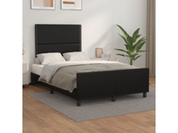 Estrutura De Cama C/ Cabeceira 120x200cm Couro Artificial Preto