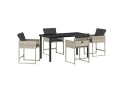 Conjunto 5 De Jantar De Jardim Com E Almofadas Vidaxl Cinza Claro Em Rattan Sintético