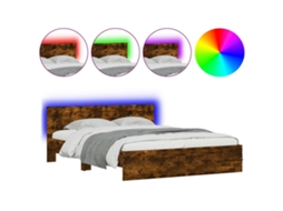 Estrutura Cama com Cabeceira e Luzes Led Carvalho Fumado MAISON EXCLUSIVE (160x200 cm)