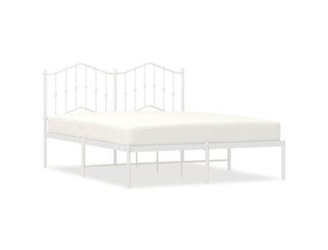 Estrutura de cama com cabeceira VIDA XL metal branco (140x200 cm)