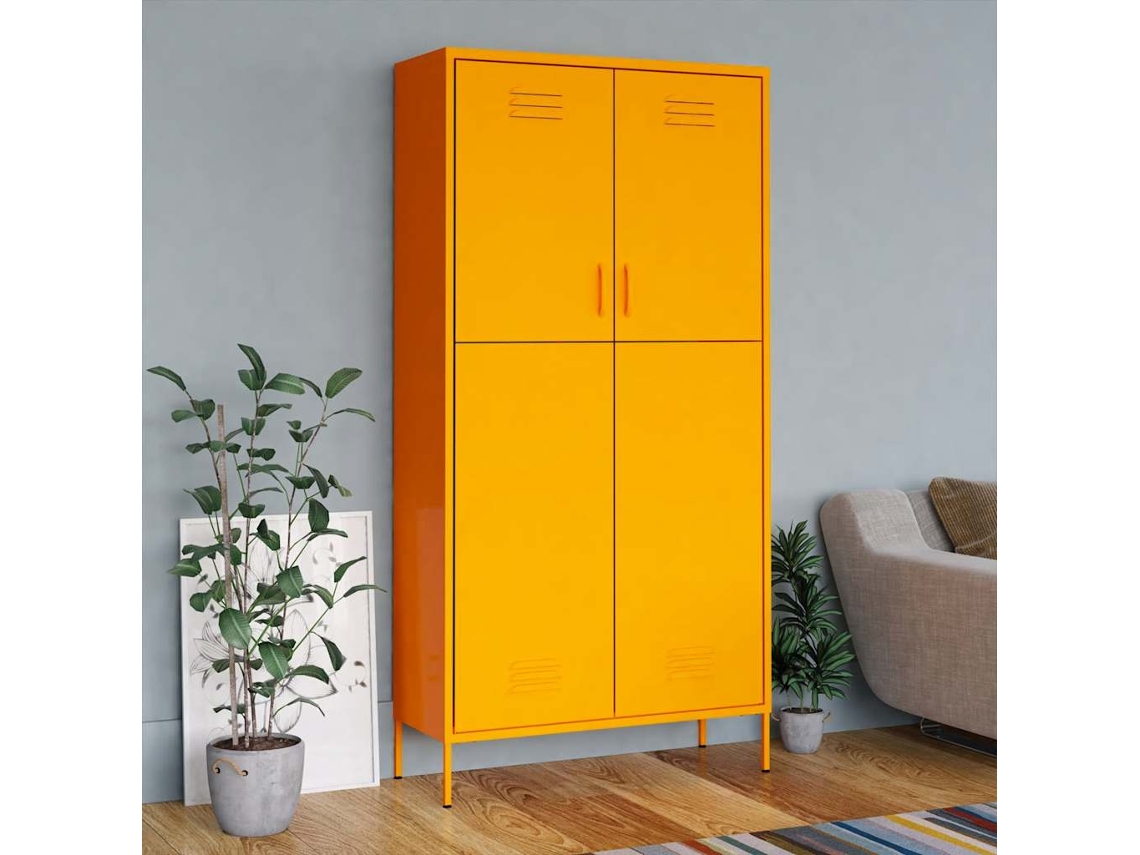 Vidaxl Roupeiro 90x50x180 Cm Aço Amarelo Mostarda