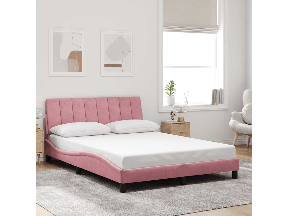 Vidaxl Estrutura de Cama Sem Colchão Hanko 120x200 Cm Veludo Rosa