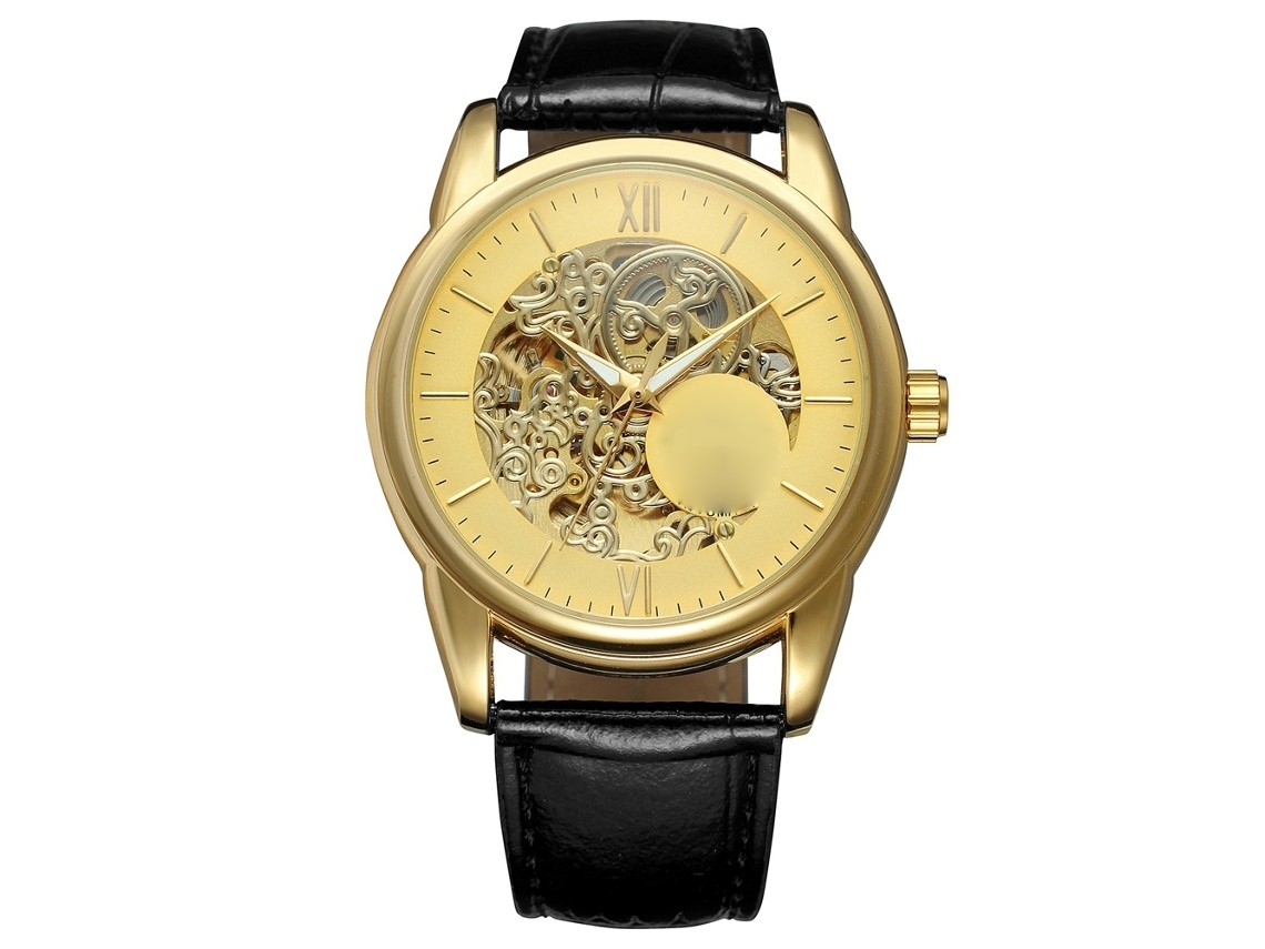 Relógio Masculino Mecânico Automático Elegante, Resistente À Água, Com Pulseira De Aço E Fundo Transparente.