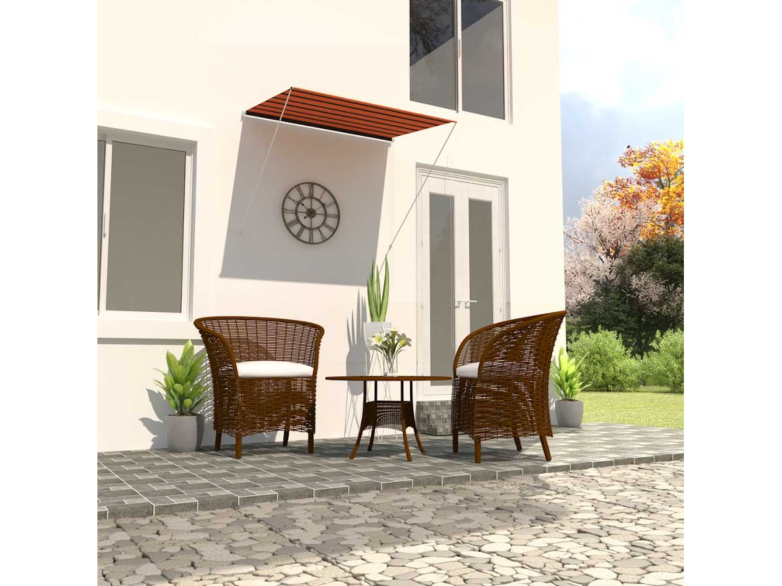 Vidaxl Toldo Retrátil 200x150 Cm Laranja E Castanho