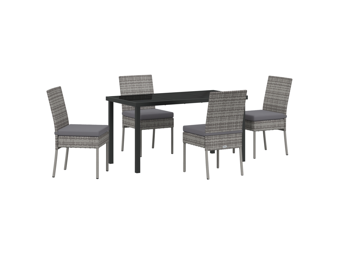 Conjunto 5 De Jantar Jardim Vidaxl Cinza Rattan Poliéster