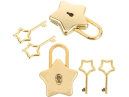 Cadeado Metálico em Formato de Estrela, Portátil, Leve, Feito Liga Zinco, 2 Peças, Dourado, Cadeado CHABERLU
