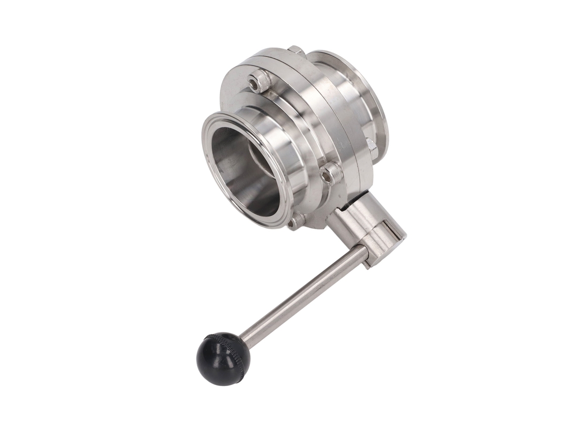 Válvula Borboleta Higiênica De Aço Inox Com Manípulo Manual E Encaixe Rápido - Laxiscreed, Diâmetro 63mm