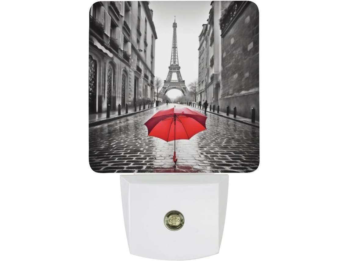 Luminária De Parede Com Plugue Em Formato Torre Eiffel, Paris, Com Sensor De Movimento, Led Branco Quente, Lâmpada De