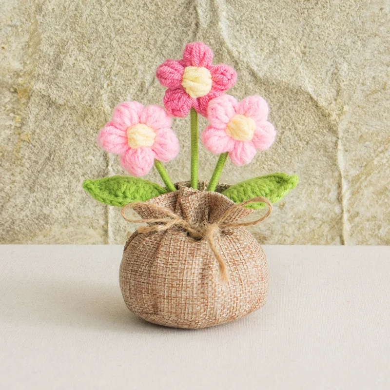 Plantas Fofas Em Vasos De Crochê Com Flores