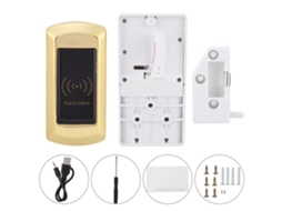 Fechadura De Armário Laxiscreed Com Tecnologia De Indução, Acabamento Dourado E Suporte Para Cartões De Id Quadrados