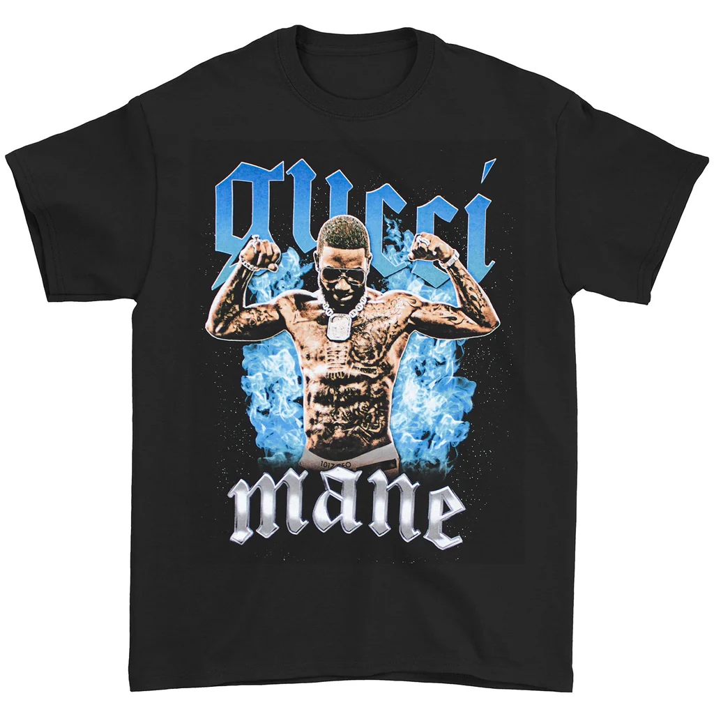 Rockinstone Gucci Mane Blue Fire Photo T-shirt（m）