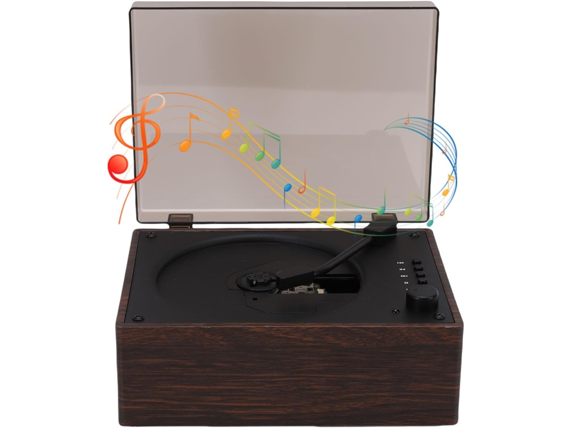 Leitor Cd Portátil Retrô Fockety Com Bluetooth, Duas Caixas De Som, Controle Remoto E Fones De Ouvido