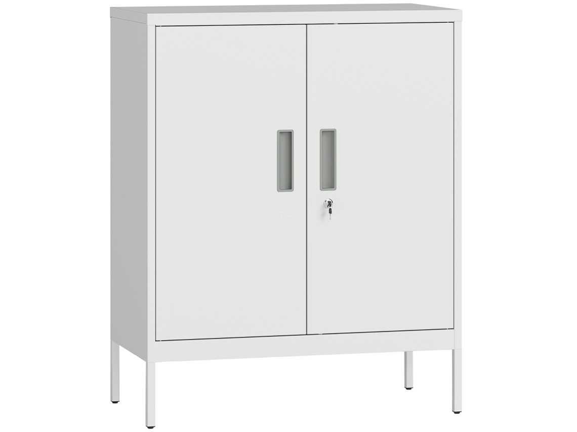 Armário De Aço Trancável Com 2 Portas, Armário De Escritório, Prateleiras Ajustáveis, Para Escritório Em Casa, Sala, Garagem, Branco-xm