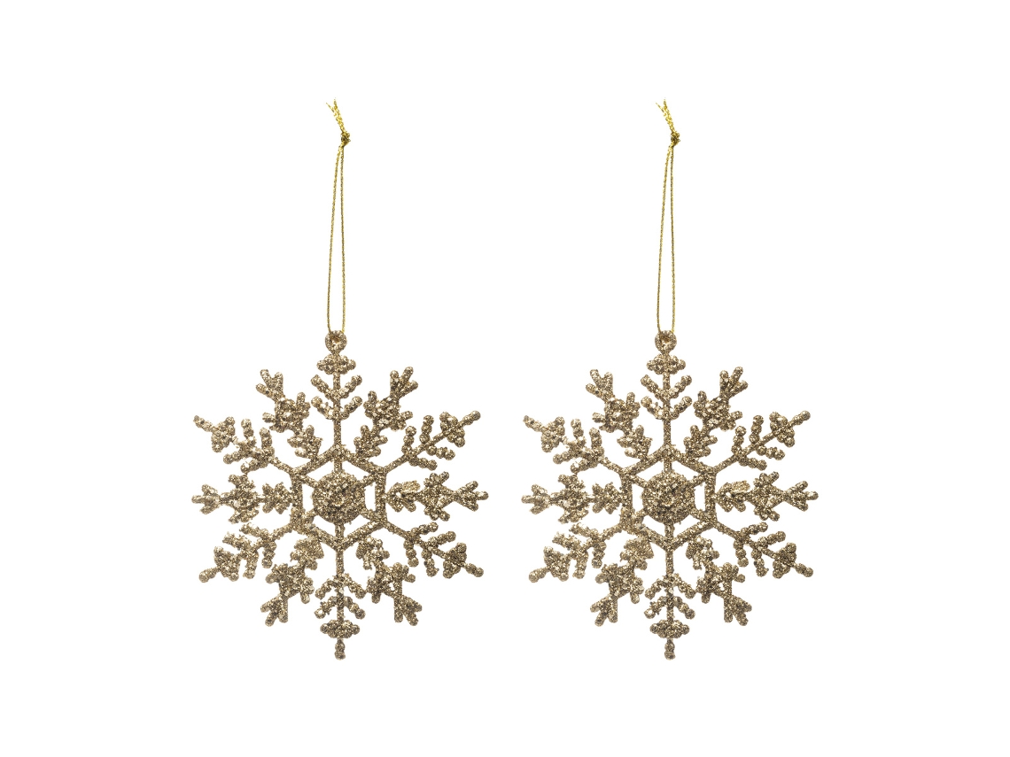 Enfeite de Natal em Floco Dourado X 2 FEERIC LIGHTS & CHRISTMAS