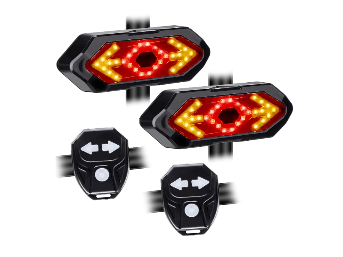 2 Pçs Luz Traseira Da Bicicleta Com Sinais De Volta Controle Remoto Sem Fio Led Luz Traseira Da Bicicleta À Prova Dwaterproof Água Usb Recar