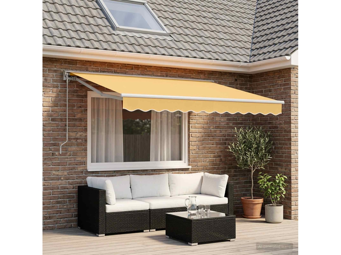 Vidaxl Toldo Retrátil Manual Areia 4,5 × 3,5 M Poliéster E Alumínio
